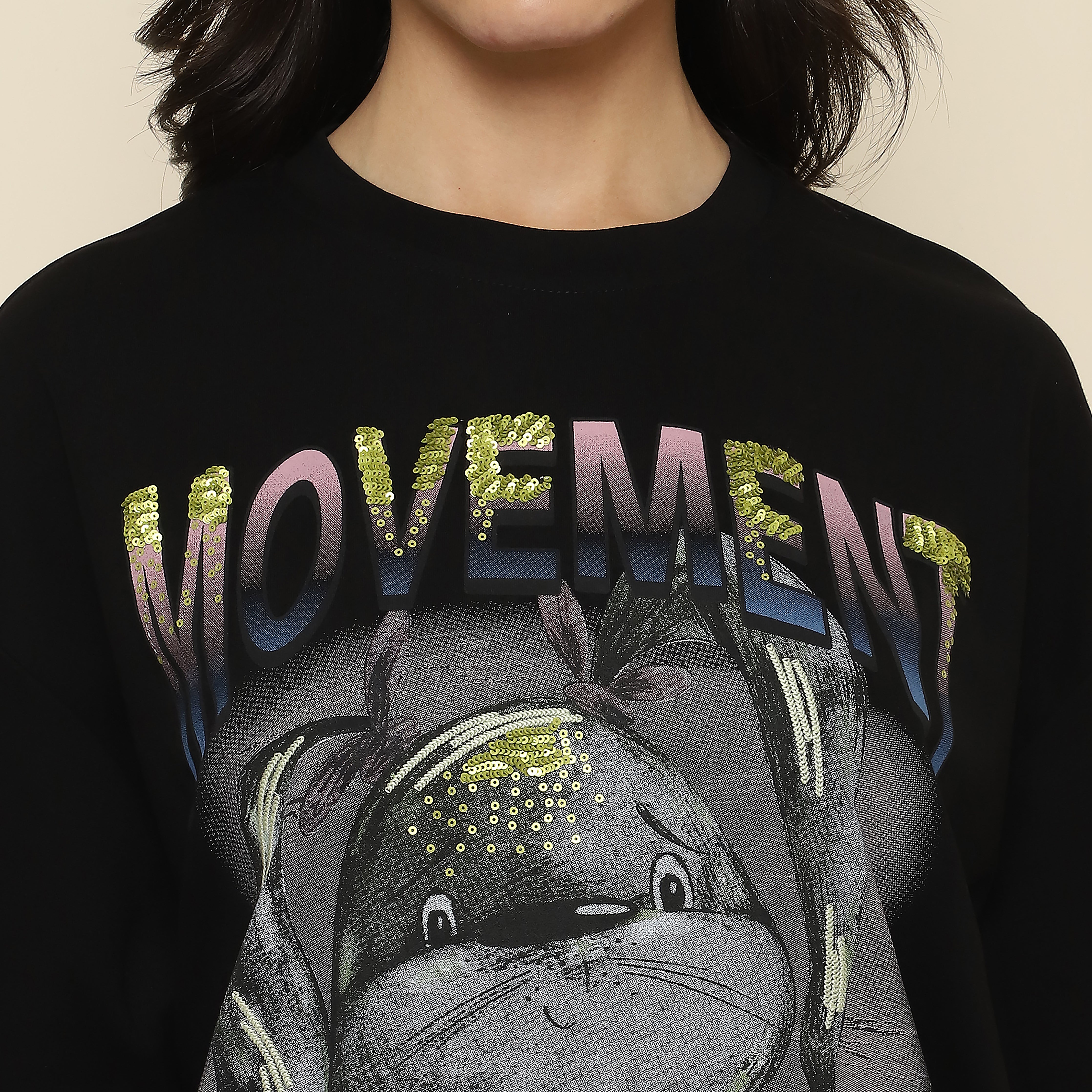 Oversized Graphic T-Shirt - Black